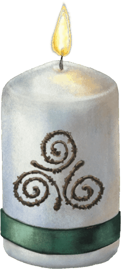 Kaars met symbool van de Triskel.