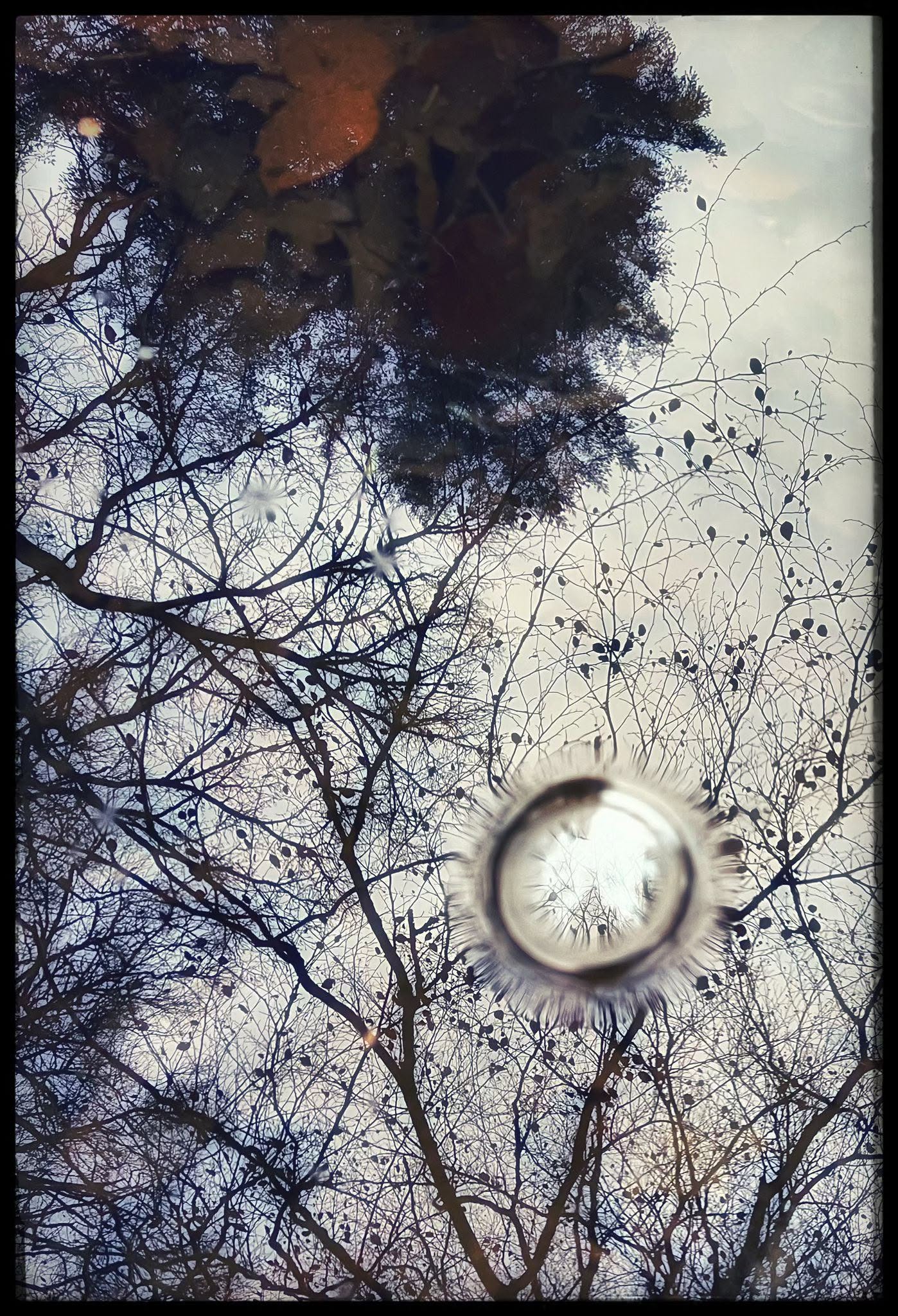 Water reflectie met bubble, magisch beeld.